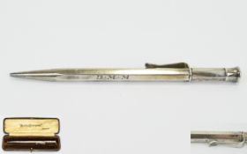 Mordan Everpoint Silver Hallmarked Propelling Pencil In Original Fitted Box,