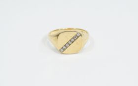 9ct Gold Diamond Set Signet Ring.