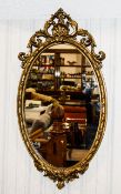 Regency 19th Century Gilded and Gesso / Wood Framed Oval Shaped Wall Mirror, with Original