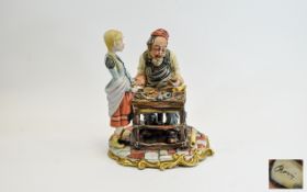 Capodimonte Fine Quality Early Signed Porcelain Figure ' The Cobbler ' Little Girl with no Money