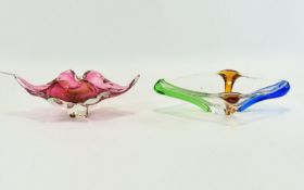 Murano - 1960's Studio Art Glass Bowls ( 2 ) In Total. Nice Shapes and Colours, Typical Shapes of