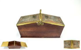 An Early 20thC Nicely Worked Mahogany Cigarette Box with brass and copper finely worked wired wired