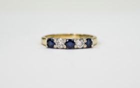 Ladies 9ct Gold set Sapphire and Diamond Dress Ring the diamonds of good colour and clarity,