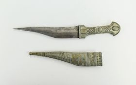 Middle Eastern Silvered Dagger With Scabbard