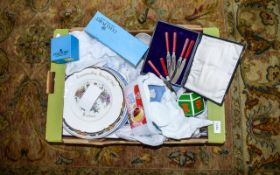 Box of Assorted Pottery and Collectables. To include Wedgwood, Coalport and flatware.