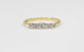 18ct Gold Set Five Stone Diamond Ring, marked 18ct. circ 1930/40's. Ring size P. Gold weight 2.