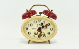 Mickey Mouse Vintage Alarm Clock Marked to face 'Walt Disney Productions,