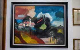 Michael Steinpichler Austrian Artist Born 1943 'Expressionist Style Landscape, bold lines and