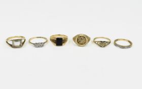 A Collection of Vintage 9ct Gold Stone Rings, (6) rings in total. All fully hallmarked fro 9ct gold.