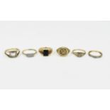 A Collection of Vintage 9ct Gold Stone Rings, (6) rings in total. All fully hallmarked fro 9ct gold.