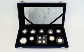 Royal MInt The Queens 80th Birthday Collection Celebration in Silver comprises 13 proof coins