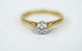 18ct Gold Set Single Stone Diamond Ring diamond of excellent colour and clarity.