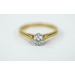 18ct Gold Set Single Stone Diamond Ring diamond of excellent colour and clarity.