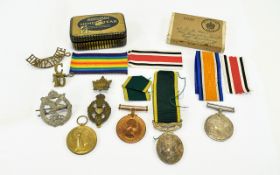 Military WWI And WWII Family Interest Collection Of Medals Comprising 2 WWI Medals Awarded To