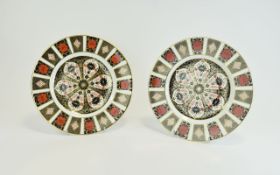 Royal Crown Derby Pair of Imari - Pattern Cabinet Plates ( 2 ) Pattern No 1128, Date 1977.