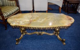 Green Onyx Coffee Table Ornate brass fra