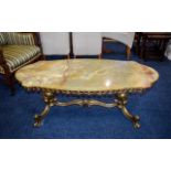 Green Onyx Coffee Table Ornate brass fra