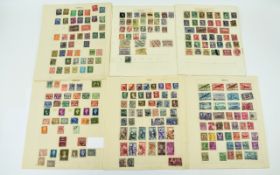 Mix of stamps on leaves extracted from a