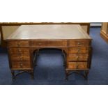 Early 20thC Golden Oak Twin Partners Des