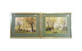 Two Framed Helen Bradley Prints 11x14 In