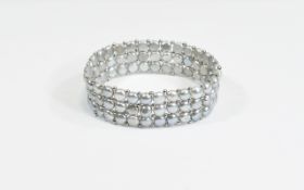 Silver Grey Fresh Water Pearl Three Row