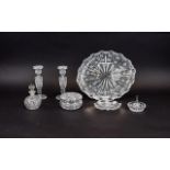 Glass Seven Piece Dressing Table Set.