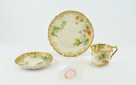 Nautilus Porcelain Trio, hand painted cu