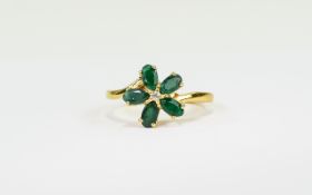 Emerald and White Topaz Flower Ring, fiv