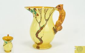 Burleigh Ware 1930's Squirrel Handle Jug on yellow ground no 4801.