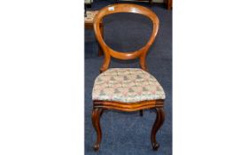 Bedroom Chair Polished walnut chair with oval open back, upholstered in glazed cotton in pink,
