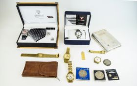 Mixed Lot Of Collectables, Comprising Wristwatches, 9ct Gold Dress Ring, Pendant And Two Fobs,