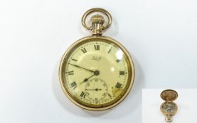Limit - Swiss Keyless Gold Plated Open Faced Pocket Watch. 7 Jewels. c.1920's.