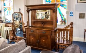 Oak Arts And Crafts Dresser/Hall Unit Large dresser with sinuous floral inlaid design.