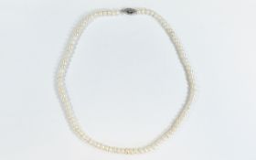 Cultured Pearl Necklace Diamond Set Clasp.