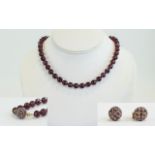 Antique Amethyst Set Necklace with Gold Coloured Wire Ball Set,