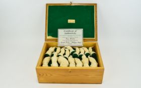 Stone Moulded Chess Set In Wooden Box, Limited Edition With Certificate Of Authenticity,