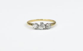 18ct Gold Set 3 Stone Diamond Ring, Marked 18ct,