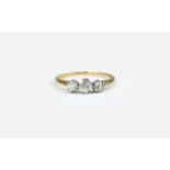 18ct Gold Set 3 Stone Diamond Ring, Marked 18ct,