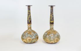 Royal Doulton Impressive Pair of Tall Chine Ware Persian Style Vases. c.1895.