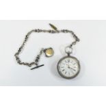 Elias Wolfe of Sunderland Heavy Silver Open Faced Chronograph Pocket Watch with Attached Fancy