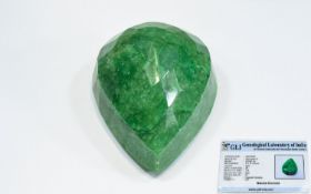 Natural Green Emerald Pear Mixed Cut. Weight 2167.00 cts, Refractive Index 1.58.