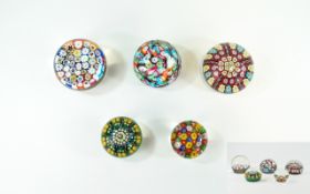 A Good Collection of Vintage Millefiori Glass Paperweights ( 6 ) In Total - Please See Photos.