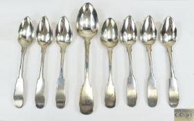 William IV - Newcastle Assay Set of Six Thomas Wheatley Silver Fiddle Back Teaspoons, Well Struck