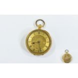 Swiss - Ornate and Antique 18ct Gold Ladies Fob Watch with Art Nouveau Design,