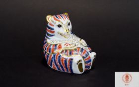 Royal Crown Derby Paperweight. Tiger Cub - Sitting Down. Date 1993. 3.5 Inches High. No Stopper.