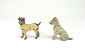 Two Cold Painted Miniature Dogs. 3 Inches Tall.