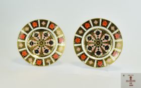 Royal Crown Derby Pair of Imari Patterned Cabinet Plates pattern no 1128. date 1975.