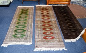 Middle Eastern Runners Three in total fashioned woven in cotton, wool and chenille blend.
