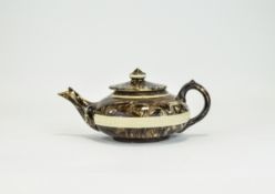 A Victorian Stoneware Tortoiseshell Finish Aladins Lamp Shaped Teapot. c.1860's. 3.