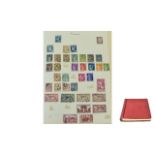 Excellent Red Spring Back Stamp Album. Whilst picked somewhat, there remain a large number of high